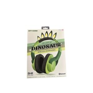 Art+Sound Dinosaur LED Light Up Wireless Headphones Kids‎ Green Bluetooth